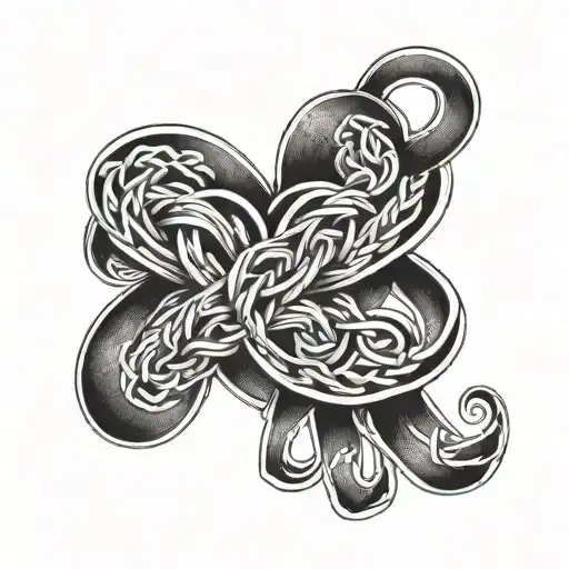 Black Leather Plaited Strap With Solid Edges And White Stitching Twisted Into A Heart Shape