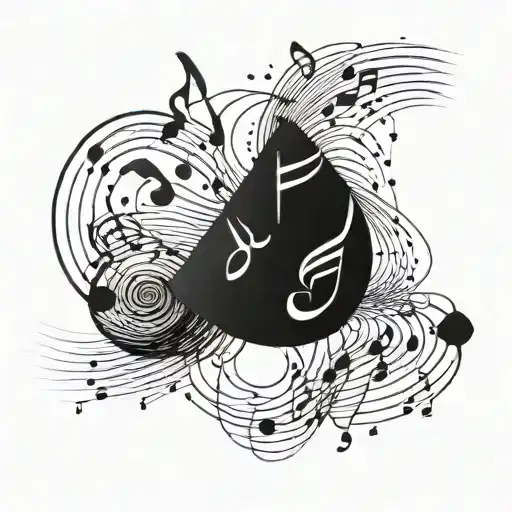 A Minimalist Design Of Music Notes And Sound Waves Flowing Along The Arm In A Continuous Line