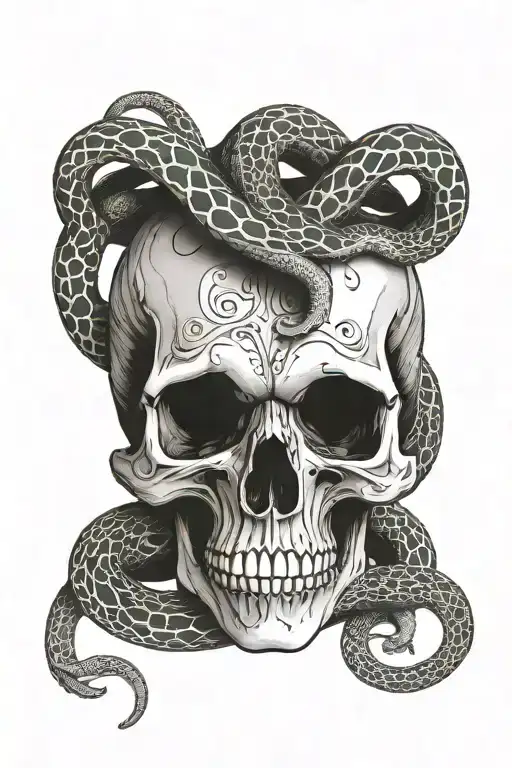 Skull With Snakes Intertwined