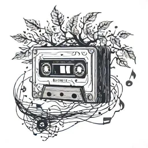 A Cassette Tape Morphing Into A Tree With Musical Notes As Leaves