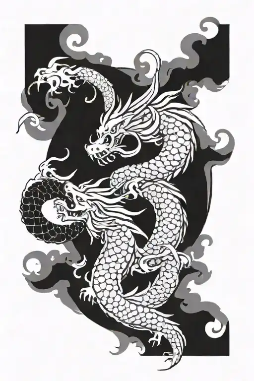 Japanese Dragon Tattoo And Fenix And Two Koi Fish Ying Yang