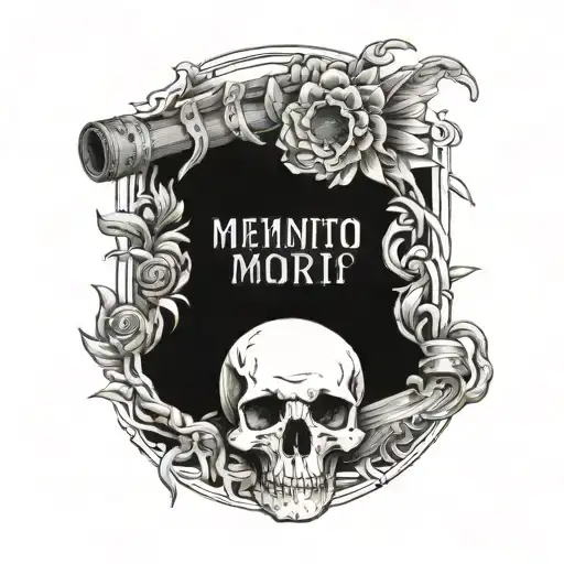 Military Tattoo With The Phrase 'Memento Mori'