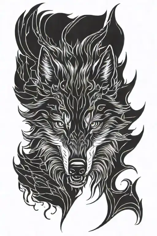 Black Wolf Looking Angry Wolf