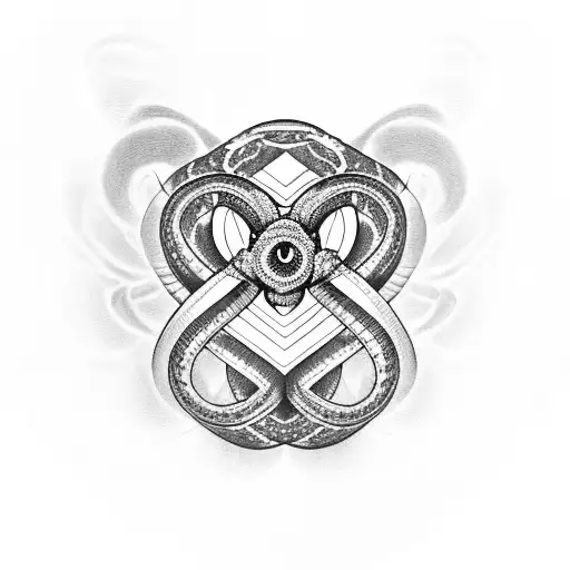 Infinity Butterfly Inside Heart With Snake Around