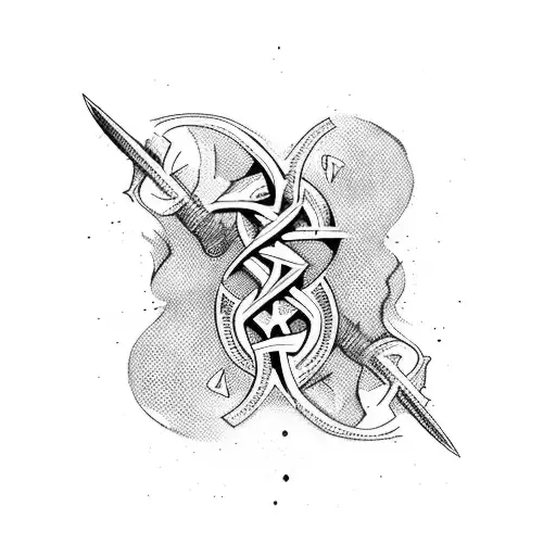 Unalome Symbol With Trident Going Through Middle