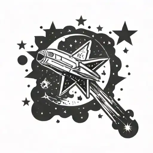 Shooting Star In Galaxy Filled With Stars