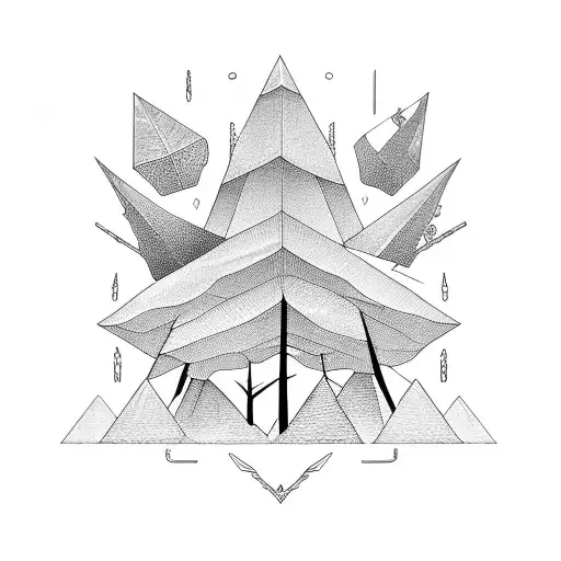 Black Rectangle With Cone Forest Grown From It