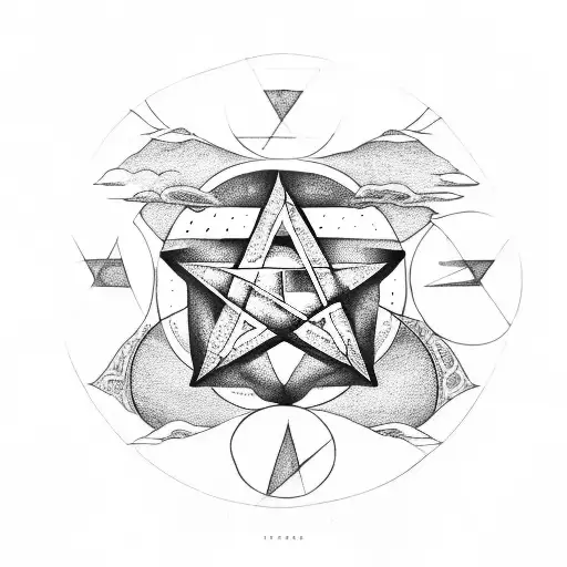 Pentagram With Moon Cycles