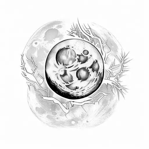 A Mystical Moon Surrounded By Spooky Plants