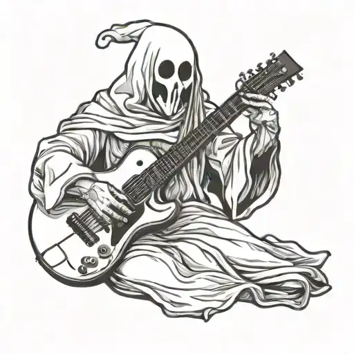 A Ghost In A Medical Gown Holds A Guitar