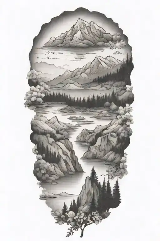 Mountains Trees Lakes Forget Me Nots