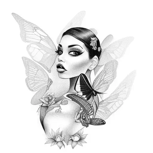 Chicano Girl Holding A Black Butterfly On Her Hands