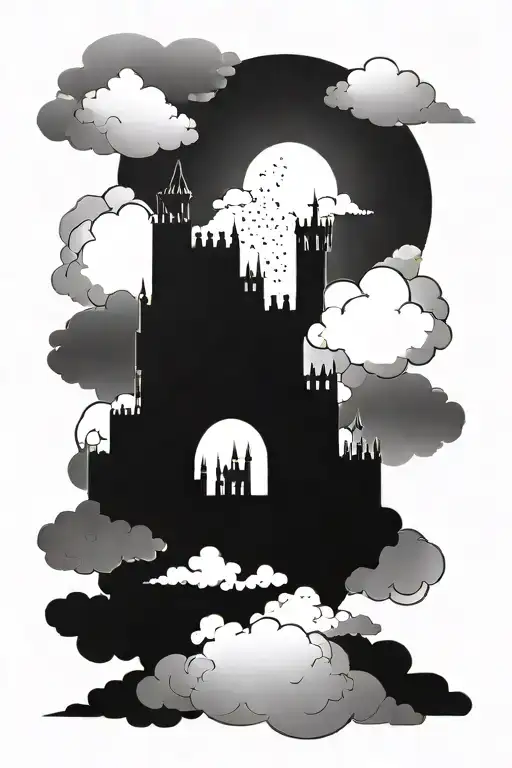 Book Open With A Castle Floating Above The Clouds Surrounding