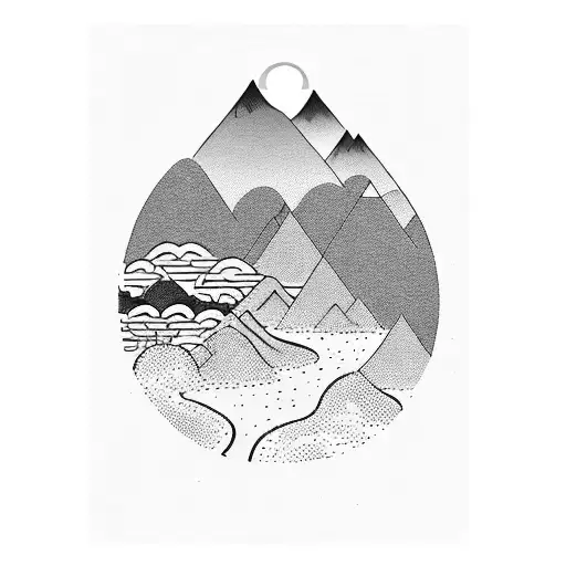 A Serene Mountain Landscape With A River Flowing Through It