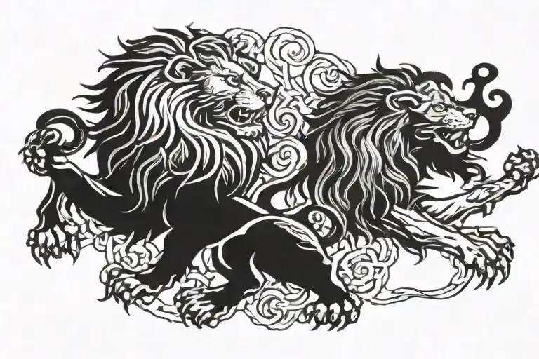 Scottish Rampant Lion And English Rampant Lion