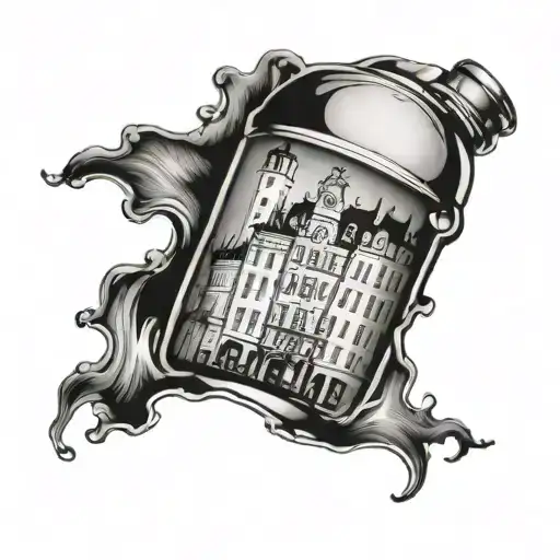 Prague Dancing House In A Water Bottle