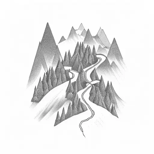 A Winding Road Through A Mountain Range With A Motorcycle Speeding Along