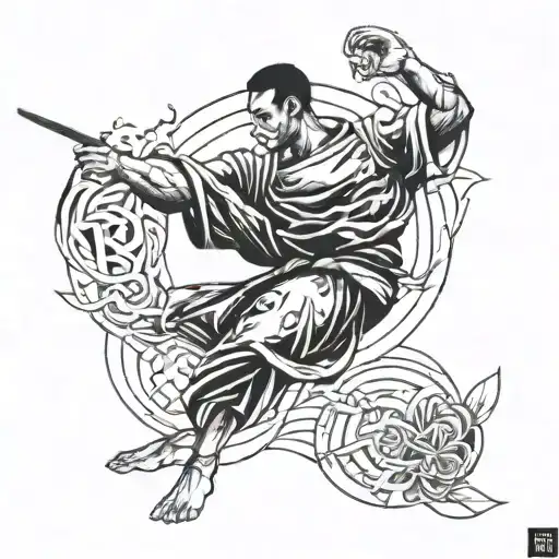 A Martial Arts Inspired Tattoo Incorporating Elements Of Strength And Discipline