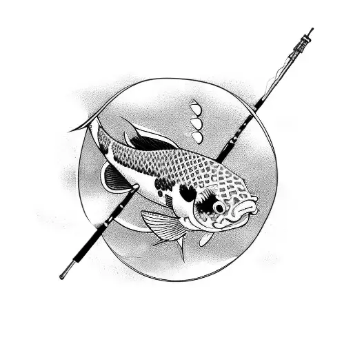 Koi Fish Aiming Above Striving Through The Water