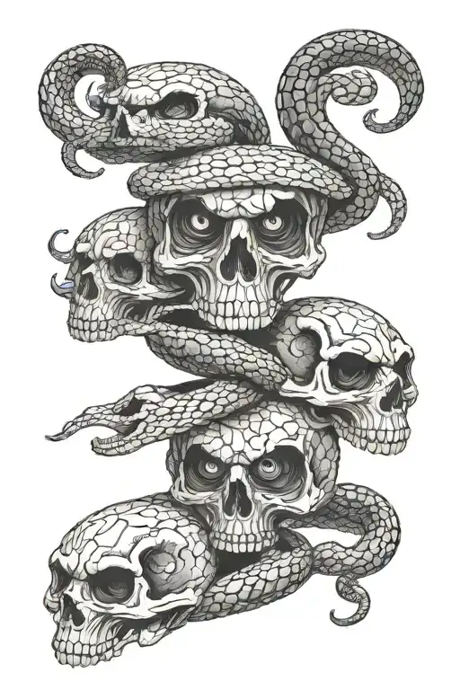Snake Passing Through The Eye Sockets Of 3 Skulls That Read Real Eyes Real Lies And Realize