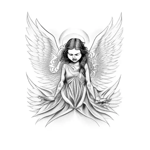 Portrait Of An Angel And Devil Intertwined In A Dance