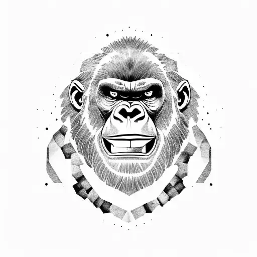 Angry Gorilla With Manly Mandala Patterns