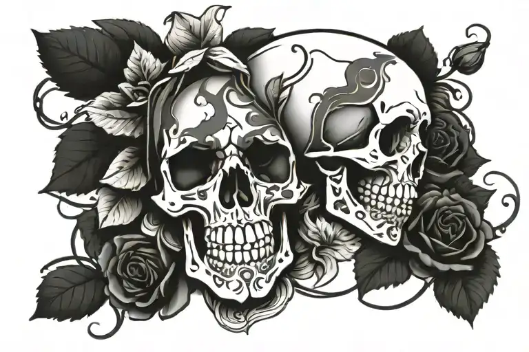 Skull And Roses Wrapped