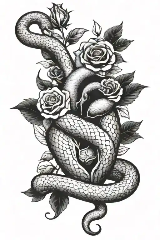 Snake Human Heart And Roses