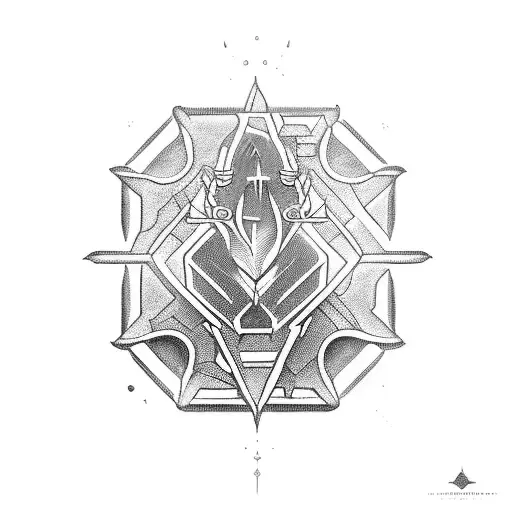 A Blackwork Tattoo Of The Dune Book Title With A Construction Crane Incorporated