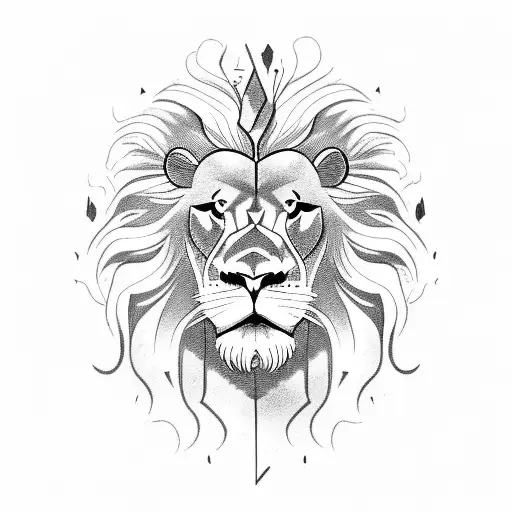 Side Profile Lion Head With Words Defiance In Flowing Mane