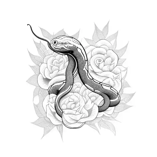 Long Snake With Flowers