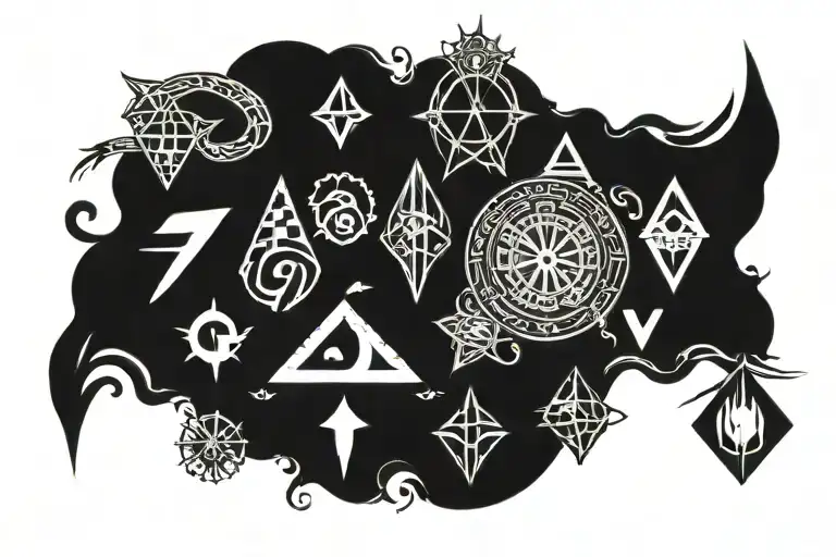 A Line Of Magic Symbols
