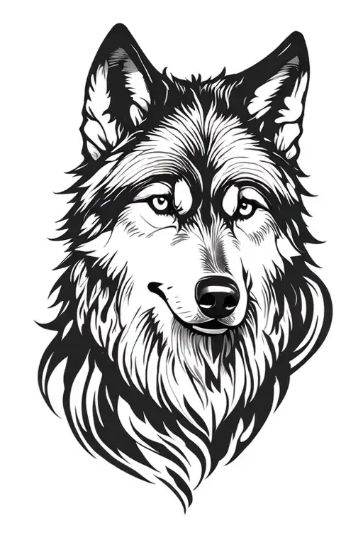 Wolf Face Tattoo Design