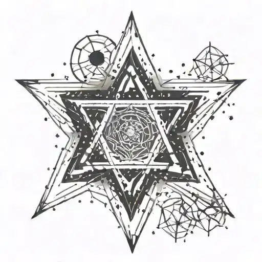 7 Point Star Constellation With Triangle In The Center