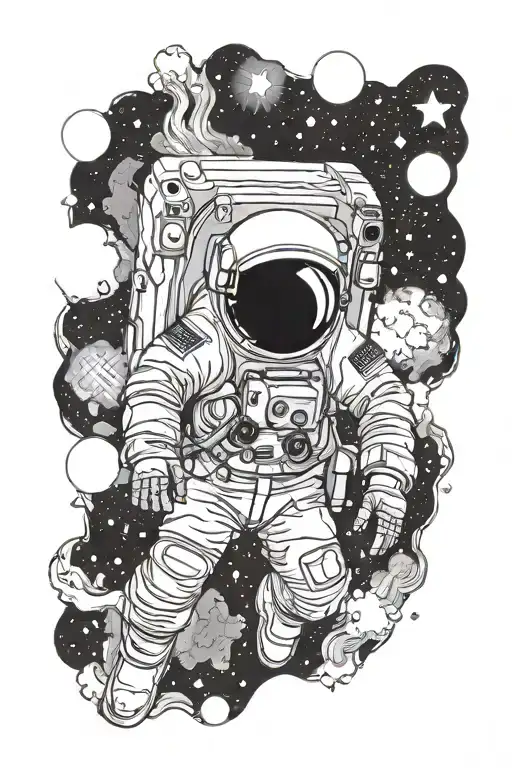 Astronaut With Galaxy Background