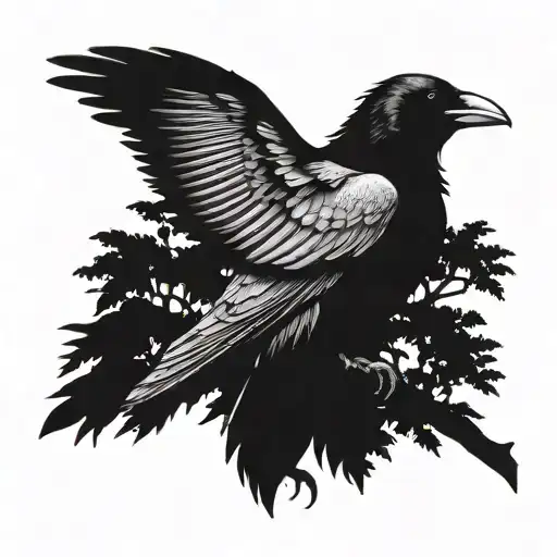 Crow Standing In Tree