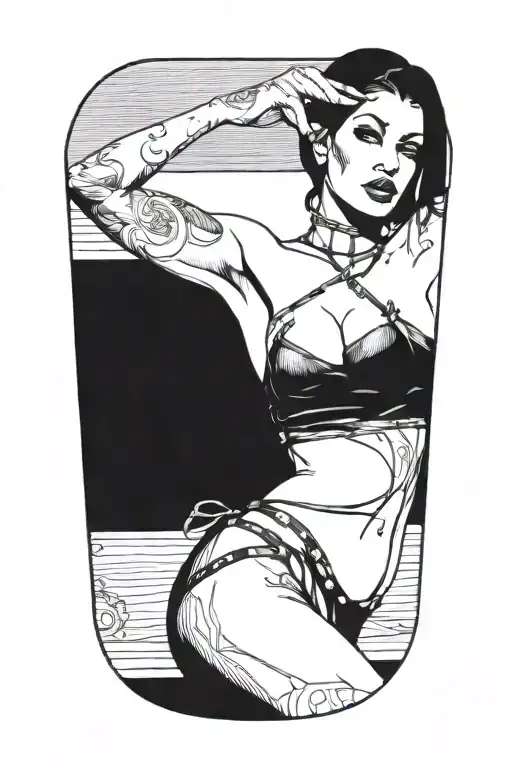 Sexy Woman In Bondage Underwear Standing Facing Left