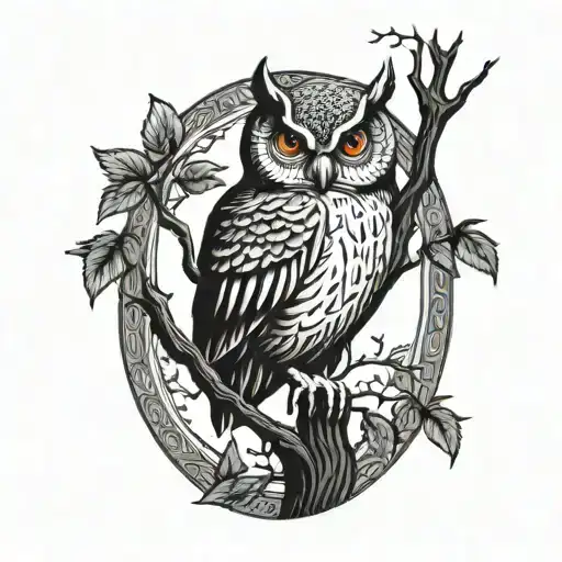 Owl Standing In Tree