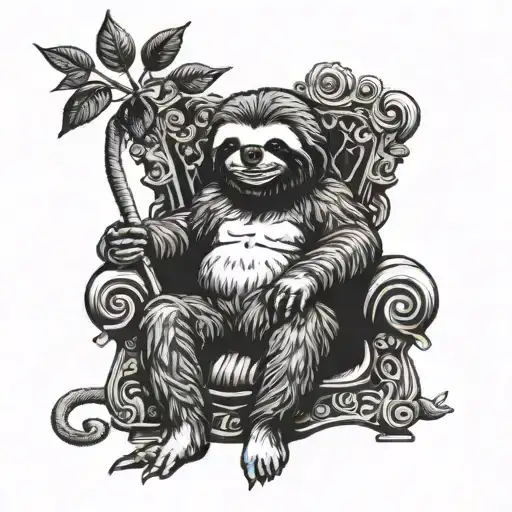 Evil Sloth Sitting On A Throne
