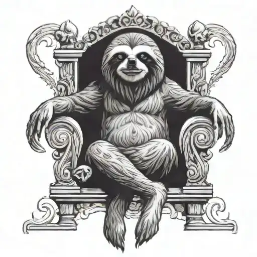 Evil Sloth Sitting On A Throne Looking Straight