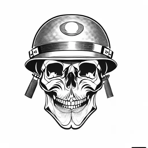 A Skull In A Military Helmet Riding A Motorcycle