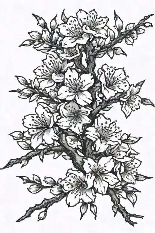 Black And White Masculine Cherry Blossom