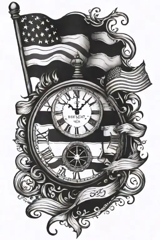 Clock Amarican Flag Intertwined