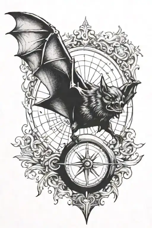 A Bat With A Compass Underneath