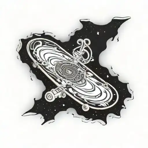 Skateboard Deck With A Cosmic Galaxy Design