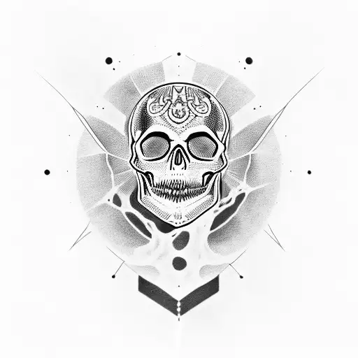 Skull With Glowing Eyes And A Helmet