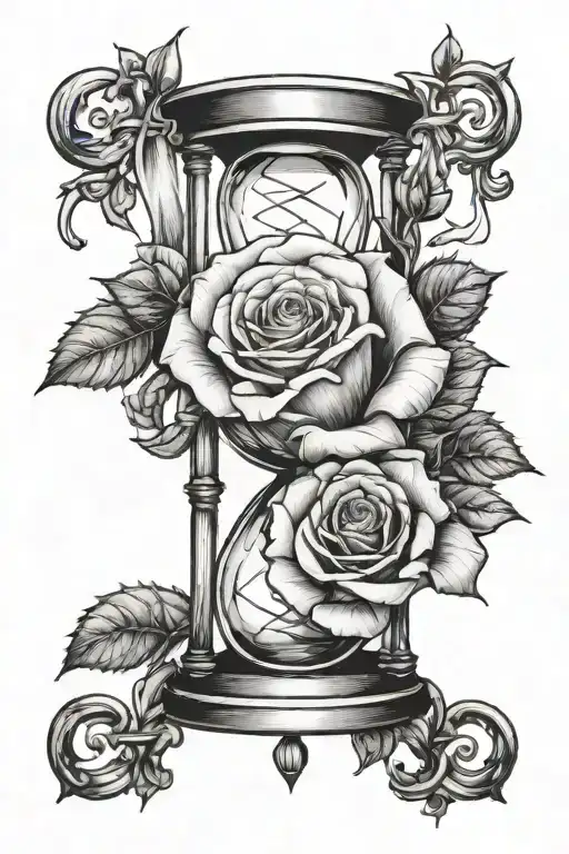 Rose With An Hourglass With A Date