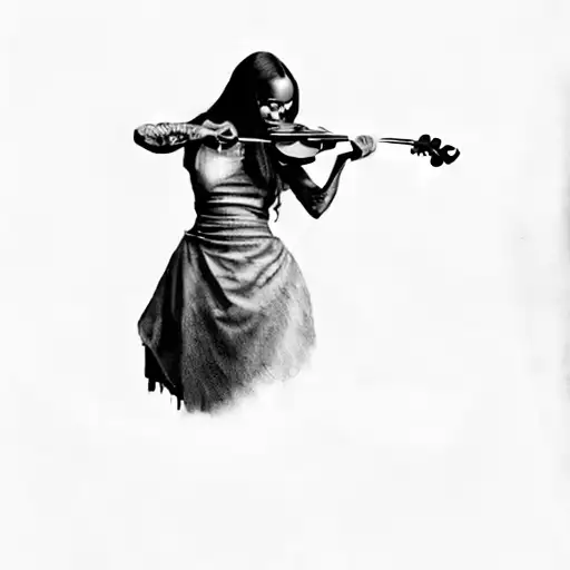 A Black Man With Long Hair Playing A Violin