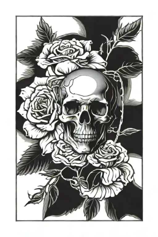 Skull And Rose Surrounded