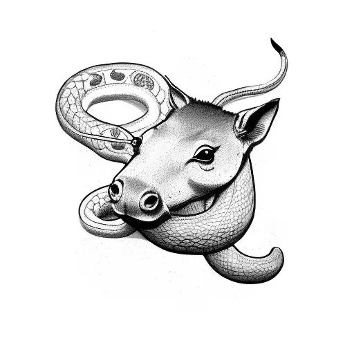 Cowboy Capivara Riding A Snake